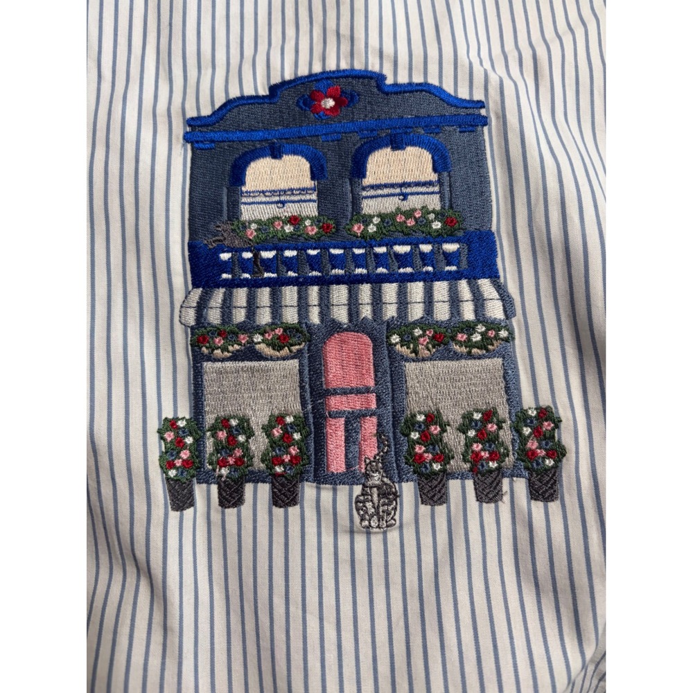 Bechamel 1X Cat Boutique Embroidered Button Shirt Cotton Novelty EUX Cottage - Picture 9 of 10